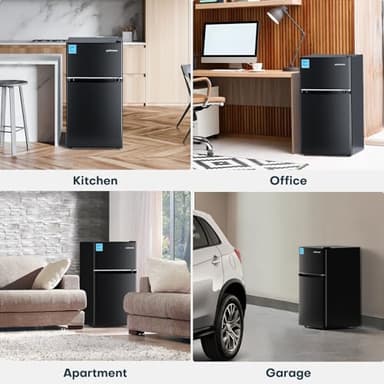 Upstreman 3.1 Cu.Ft Mini Fridge with Freezer, Double Door Small Fridge, Dorm Essentials, Adjustable Thermostat, Energy Saving, Mini Refrigerator for Office, Dorm, Bedroom, Black - Image 6