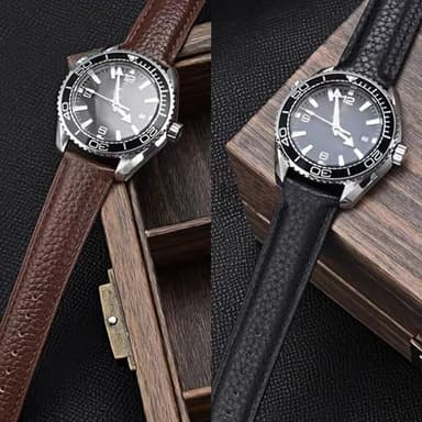 Aoeiwv Genuine Leather Watch Band Hand-Stitched Texture Padded Italian Leather Strap Quick Release 12mm 13mm 14mm 15mm 16mm 17mm 18mm 19mm 20mm 21mm 22mm 23mm 24mm Replacement Band for Women Men - Image 3