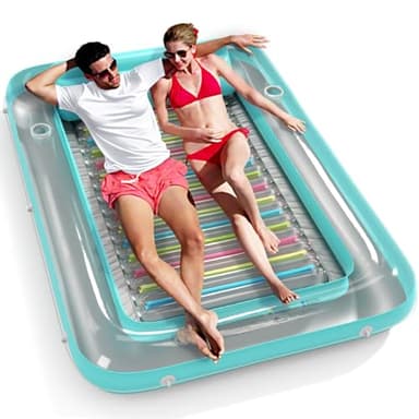 Inflatable Tanning Pool Lounger Float - Jasonwell 4 in 1 Sun Tan Tub Sunbathing Pool Lounge Raft Floatie Toys Water Filled Tanning Bed Mat Pad for Adult Blow Up Kiddie Pool Kids Ball Pit Pool (XL) - Image 1