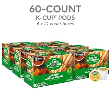 Green Mountain Coffee Roasters Caramel Vanilla Cream, Keurig Single Serve K-Cup Pods, Light Roast Coffee, 60 Count, (6 Packs of 10) - Image 3