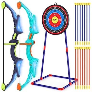 2 Pack Bow and Arrow Set for Kids, Light Up Archery Set with 14 Suction Cup Arrows, Archery Targets Outdoor Games for Kids Ages 4-8 8-12, Birthday Gifts Toys for 5 6 7 8 9 10 11 12 Year Old Boys Girls - Image 1