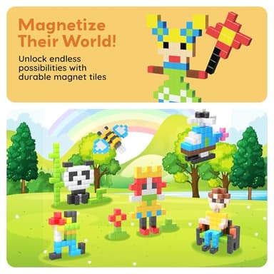 PicassoTiles 108pcs 1” Magnetic Puzzle Cubes Magnet Toys Preschool Construction Building Block Set Sensory Toy Early Education STEM Learning Come with Ideabook for Children Age 3+ Boy Girl PMC108 - Image 8