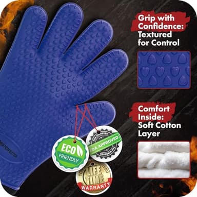 KITCHEN PERFECTION Silicone Smoker Oven Gloves -Extreme Heat Resistant Bbq Gloves -Handle Hot Food Right on Your Smoker Grill Fryer Pit|Waterproof Oven Mitts Grill Gloves |Superior Value Set+3 Bonuses - Image 2
