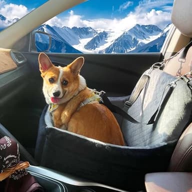 VERGODPRO Car Dog Seat,Pet Booster Carseats for Dogs up to 25lbs,Safe and Comfy Puppy Travel Car Bed with Storage Pockets and 2 Safety Belt,Ultra Soft Fabric, Easy to Install,Fully Removable Washable. - Image 6