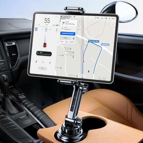 Miracase Cup Holder Tablet Mount for Car, Adjustable Long Neck Car Tablet Holder Friendly Compatible with iPad, Pro, Air, Mini Samsung Galaxy Tab, All 6.1-12.9" Tab - Image 1