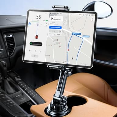 Miracase Cup Holder Tablet Mount for Car, Adjustable Long Neck Car Tablet Holder Friendly Compatible with iPad, Pro, Air, Mini Samsung Galaxy Tab, All 6.1-12.9" Tab - Image 1