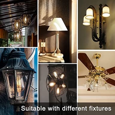 TJOY Edison Light Bulbs 60W Equivalent, Dimmable Vintage LED Light Bulbs, E26 Medium Base, Warm White 2700K, ST58, 8W, 800LM, 80+ CRI, Antique Decorative Filament LED Bulb, Clear Glass, 6 Pack - Image 5
