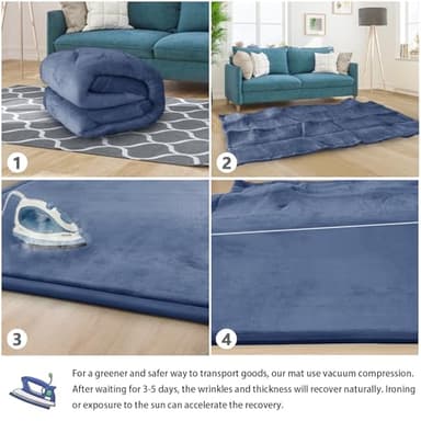 ILPEOD Baby Play Mat 1.2" Thick Memory Foam Nursery Rug Area Rug, 6’7” X 6’7” Yoga Mat Playmat Crawling Mat for Baby,Toddlers,Infants,Kids,Floor Mat Tatami Mat for Living Room with Non-Slip(Blue) - Image 4