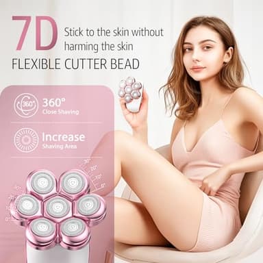 SHPAVVER Electric Razors for Women Legs: Rechargeable Body Shaver - Waterproof Wet Dry Hair Remover - Trimmer for Lady Face Underarms (Pink) - Image 3