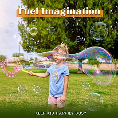 JOYIN Big Bubble Wands Set Bulk for Kids Summer Outdoor Toy Game Activity Party Favors, 18 Pcs Giant Bubble Maker with Tray, 12" Large, 6 Pcs Solution Suitable for All Age People - Image 5