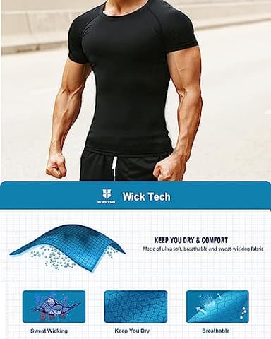 HOPLYNN 4 Pack Workout Compression Shirts Men Long/Short Sleeve Rash Guard Athletic Undershirt Gear T Shirt for Sports 2 Black 2 White M - Image 3