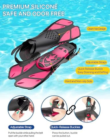 Ubekezele Snorkeling Gear for Adults Men Women,4 in 1 Snorkel Set with Panoramic View Diving Mask Anti-Fog Anti-Leak,Dry Top Snorkel,Fins and Travel Bag for Swimming,Snorkeling and Travel Diving - Image 4