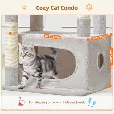 Taoqimiao Cat Tree,38.2-Inch Cat Tower for Indoor Cats,Suitable for Kittens with Luxurious cat condo with Adjustable Baskets and Luxurious Perch Light Gray MS029SW - Image 3