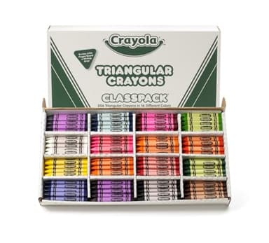 Crayola Triangular Crayon Classpack (256ct), 16 Assorted Toddler Crayons, Anti Roll, Bulk School Classroom Essentials, Preschool & Kindergarten Must Haves - Image 1