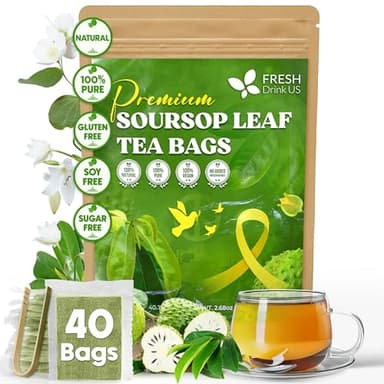 40 Premium Soursop Graviola Leaf Tea Bags, 100% Natural and Pure from Soursop Leaves, Handmade, Made With Natural Materials-Corn Fiber Tea Bag, Sugar/Caffeine/Gluten Free, Hoja Guanabana Tea - Image 1