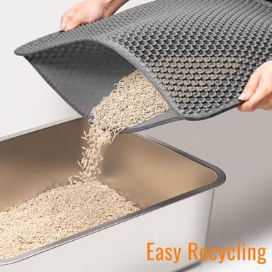 Cat Litter Mat-Litter Box Mat for Kitty, EVA Honeycomb Double Layer Design, Urine & Waterproof Scatter Control, Less Waste, Easier To Clean,Non Slip, Gray - Image 8