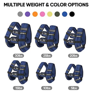 APEXUP Weighted Vest with 5lbs/10lbs/15lbs/20lbs/25lbs/30lbs Weights and Reflective Stripe, Weight Vest Men Women for Workout, Strength Training, Running (Blue, 15lbs) - Image 3