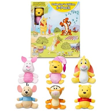 Micro Teenies Winnie The Pooh and Pals 6 Pack - Miniature Plush Figure, Suffed Animal, Toy Mini Soft Figure for Kids, Girls and Boys Ages 4+ - Image 1