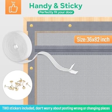 Reinforced Cat Screen Door, Fits Door Size 34''x 80'' Heavy Duty Pets Proof Screen Door with Bilateral Zipper, Prevent Dogs Cats Running Out from Home, Bedroom,Living Room, Kitchen - Image 7