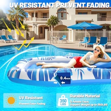 LanAqua Inflatable Tanning Pool, 2025 Large Tanning Pool Lounger Float for Adults with Removable Head Rest, Sunbathing Tanning Pool Float with Cup & Phone Holders, Blow Up Tanning Pool Bed - Image 6