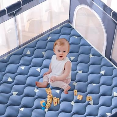 Baby Play Mat, 59x59 Inch Thicker and Larger Non-Slip Cushioning Foam Playmats for Babies,Toddlers, Infants, Play & Tummy Time, Foldable and Machine Washable Baby Mat for Floor - Image 9