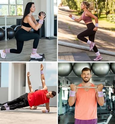 Ankle Weights, Wrist Leg Arm Weight for Women Men with Adjustable Straps, A Pair of 2LBS(1LB Each Weight) Arm Weighted for Running Walking Yoga Gymnastics Physical Therapy, Light Purple - Image 4