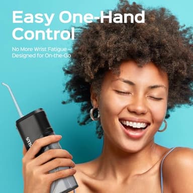 COSLUS Mini Water Flosser for Travel: Portable Compact Design, Cordless Oral Irrigator with 4 Modes, Removable Tank, IPX7 Waterproof for Braces, Orthodontic, Sensitive Teeth On-The-Go Use, Black, T40 - Image 7