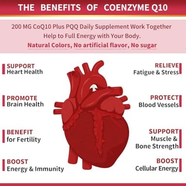 ZEBORA CoQ10-200mg-Softgels with PQQ, BioPerine & Omega-3, 120 Servings Coenzyme Q10(Ubiquinone) Supplement for High-Absorption, Powerful-Antioxidant, Support Heart & Energy-Production - Image 4