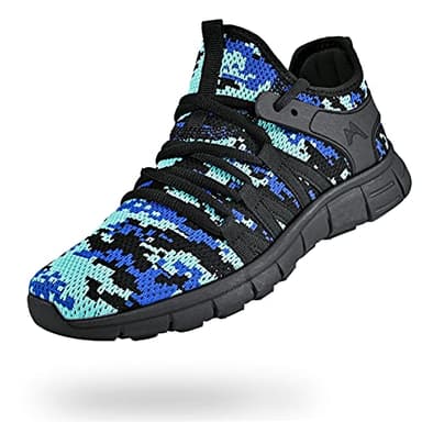 INZCOU Running Shoes Lightweight Tennis Shoes Non Slip Gym Workout Shoes Breathable Mesh Walking Sneakers Camouflage Blue 10women / 9men - Image 2
