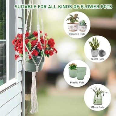 Kicovitifa Macrame Plant Hanger, 4 Pack Plant Hanger Indoor, Hanging Planters for Indoor Plants Pots, Handmade Macromay Hanging Planters Holder for Boho Home Décor (Style-3) - Image 3