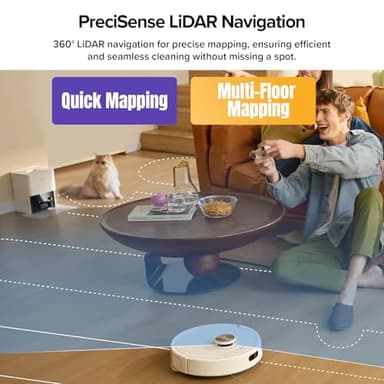 roborock Q7 M5+ Robot Vacuum and Mop, Upgraded from Q5 Max+, 7 Weeks Self-Emptying, 10000Pa Suction, Dual Anti-Tangle System, for Pet Hair & Carpet, PreciSense LiDAR Navigation, App Control, White - Image 6