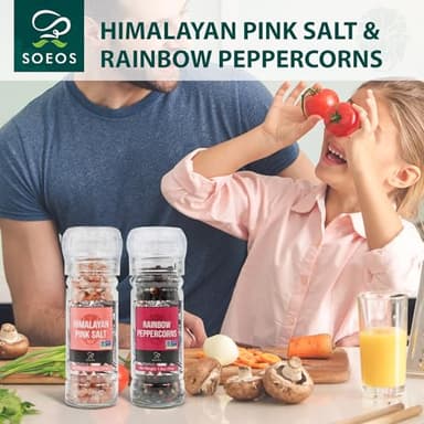Soeos Spice Seasoning Set of 2, 3.5oz(150g), With Integrated Grinders, Salt and Pepper Grinder Set, Pure and Fresh Perfect for BBQ Seasoning Gift Set, Grilling Spice, Herb, Spice & Seasoning Gifts - Image 3