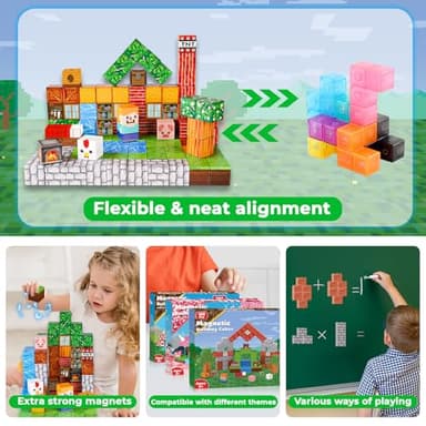 Goody King Magnetic Blocks |100PCS Magnetic Building Cube Game, Constructions Toys for Boys & Girls Age 3-4, 5 6 7 8 9 10, STEM Montessori Stacking Toy, Sensory Tiles Building Birthday for Toddlers - Image 5