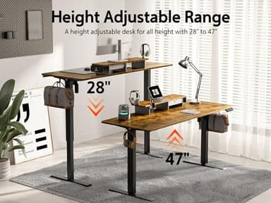 WALKINGDESK 48x24 Inches Electric Standing Desk with Drawer and Monitor Stand, Height Adjustable Stand up Desk for Home Office, Ergonomic Sit to Stand Table with Phone Holder, 3 Hooks, Rustic Brown - Image 6