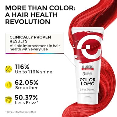 COLORLOMO Semi Permanent Hair Color - 6 oz Color Depositing Conditioner with Shea Butter & Almond Oil- Color Conditioner Depositing Hair Mask - Vegan, Paraben, Ammonia & Sulfate Free -Red - Image 5