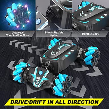 Axirata Remote Control Car Hand Controlled Gesture RC Stunt Car with Spray & Lights & Music for Kids 6-13 Year Old, 4WD 2.4GHz Off-Road 360° Rotation Toy Car Gift for Boys Girls - Image 5