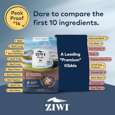 ZIWI Peak Steam & Dried Cat Food – Beef w/Southern Blue Whiting Fish - High Protein, Skin & Coat Health, Low Carb, for All Life Stages (78.4oz) - Image 3