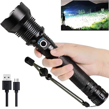 Lylting Rechargeable LED Flashlights High Lumens, 90,000 Lumens Super Bright Flashlight with 5 Modes & Waterproof, Powerful Handheld Flashlight for Camping Emergencies - Image 1