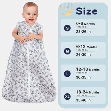 BSTOPPT 2 Pack Baby Sleep Sack 12-18 Months 100% Organic Cotton Muslin Baby Sleeping Bag 2-Way Zipper Wearable Blankets (Rainbow & Leaf, Large) - Image 6