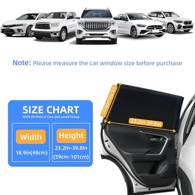 Car Window Shades, 2 Pack Side Car Window Sun Shades for Camping, UV Protection Breathable Mesh Baby Window Covers, Window Screen for Car, Truck, SUV, Protect Privacy for Kids, Family (39.8"x18.9") - Image 4