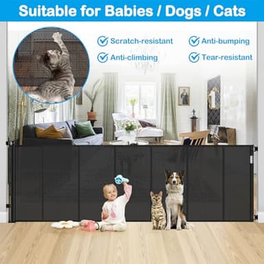 Reinforced Bottom 42" Extra Tall X 100" Extra Wide Retractable Baby Gate Extra Tall Retractable Dog Gate Outdoor Retractable Gate for Dog No Sagging Mesh Baby Gate Retractable Extra Tall Pet Gate - Image 8