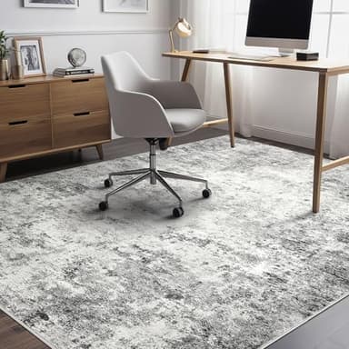 UERMEI 10x12 Area Rug Living Room Rugs - Washable Neutral Modern Abstract Soft Thin Large Rug Indoor Floor No Slip Rug Carpet for Bedroom Under Dining Table Home Office Decor - Grey - Image 8