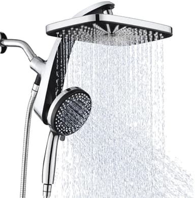 High Pressure Rain Shower Head: Upgrade Shower Heads with Handheld Spray Combo with Fixed Showerhead and 10 Sprays Handheld Shower Head, Detachable Shower head Built-in Magnetic Docking and Power Jets - Image 1