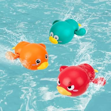 Bath Toys, Swimming Duck Baby Bath Toys for Toddler 1-3, Water Pool Floating Wind Up Toys for 1 Year Old Boy Girl Gifts, Infant Toddlers Kids Bathtub Toys, 3 Pack - Image 2