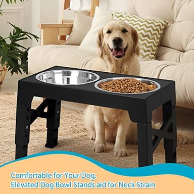 Niubya Elevated Dog Bowls with 2 Stainless Steel Dog Food Bowls, Raised Dog Bowl Adjusts to 5 Heights (3.15", 8.66", 9.84",11.02", 12.2") for Small Medium and Large Dogs - Image 7