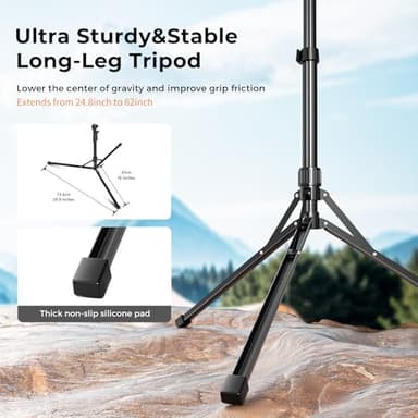 Aureday 12" Overhead Ring Light with Stand, Dimmable Ringlight with Phone & Mic Holder, 62" Adjustable Tripod for Video Recording, Live Streaming, Tiktok, YouTube, Makeup, Cooking - Image 4