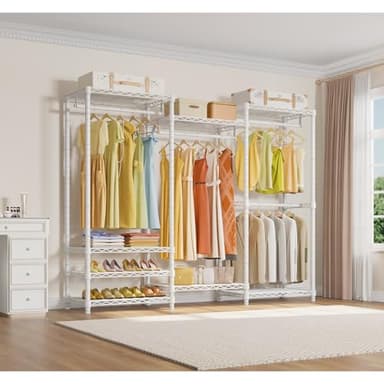 VIPEK V5 Portable Closet Wardrobe Heavy Duty Clothes Rack, Freestanding Clothing Racks with 4 Hang Rods & 8 Shelves, Adjustable Custom Closet Racks, 68.9" L x 15.7" W x 76.4" H, Max Load 800LBS, White - Image 2