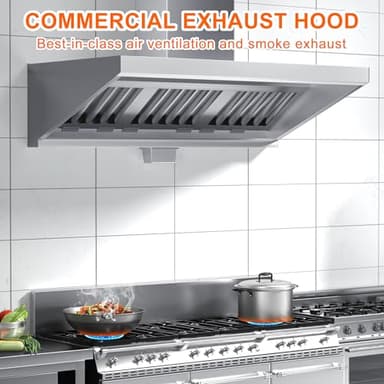 5FT Commercial Kitchen Exhaust Hood Food Truck Vent Hood Durable Stainless Steel Concession Trailer Hood with 3 Removable Hood Filters (No Motor), NSF Listed - Image 6