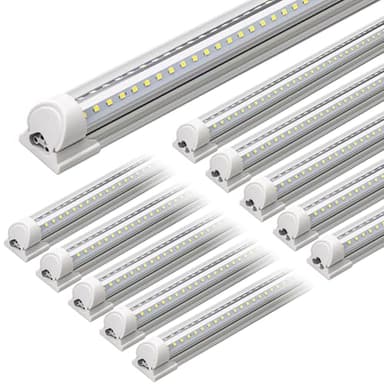 Barrina T8 LED Shop Light 5FT, 50W 6500LM 6500K, Clear Cover, Garage LED Lights Ceiling, V-Shape LED Light Fixture, Work Shop LED Lights for Garage, Warehouse, Basement, ETL Listed, 10 Packs - Image 1