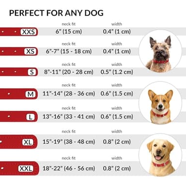 CollarDirect Rolled Leather Dog Collar, Soft Padded Round Puppy Collar, Handmade Genuine Leather Collar Dog Small Large Cat Collars 13 Colors (6-7 Inch, Red Smooth) - Image 4